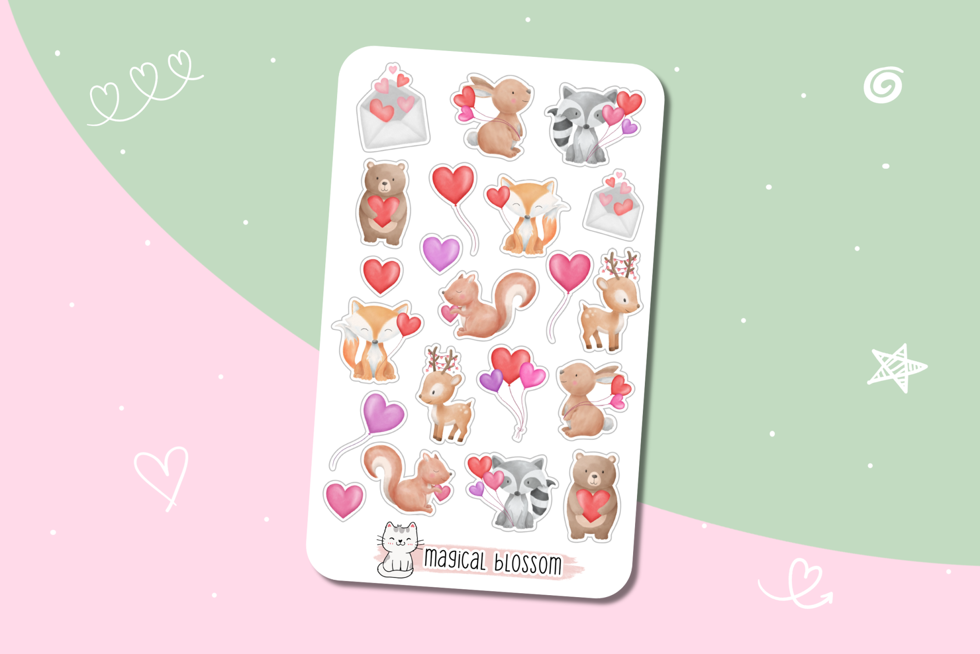 Tiere Liebe Stickerbogen