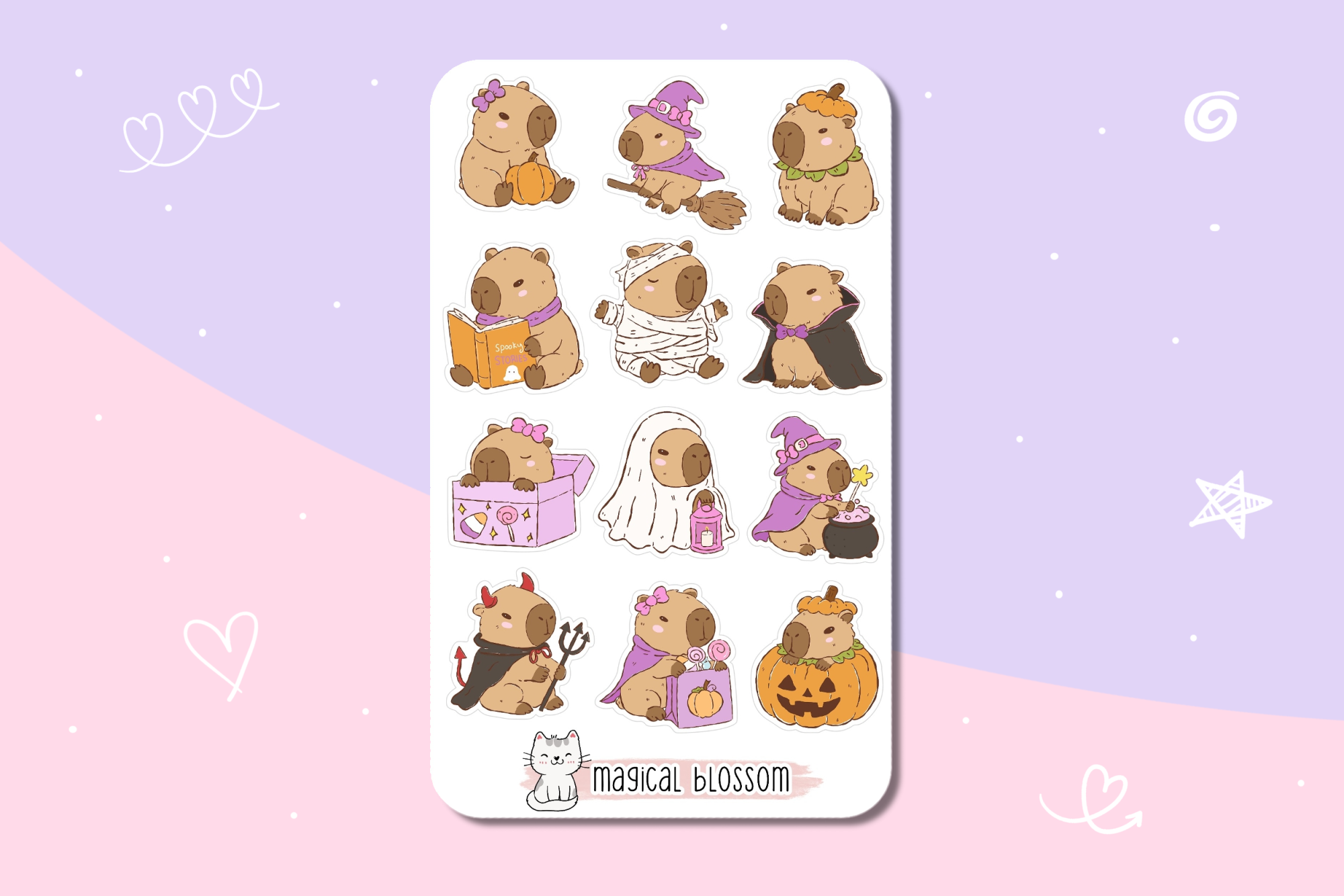 Halloween Capybara Stickerbogen