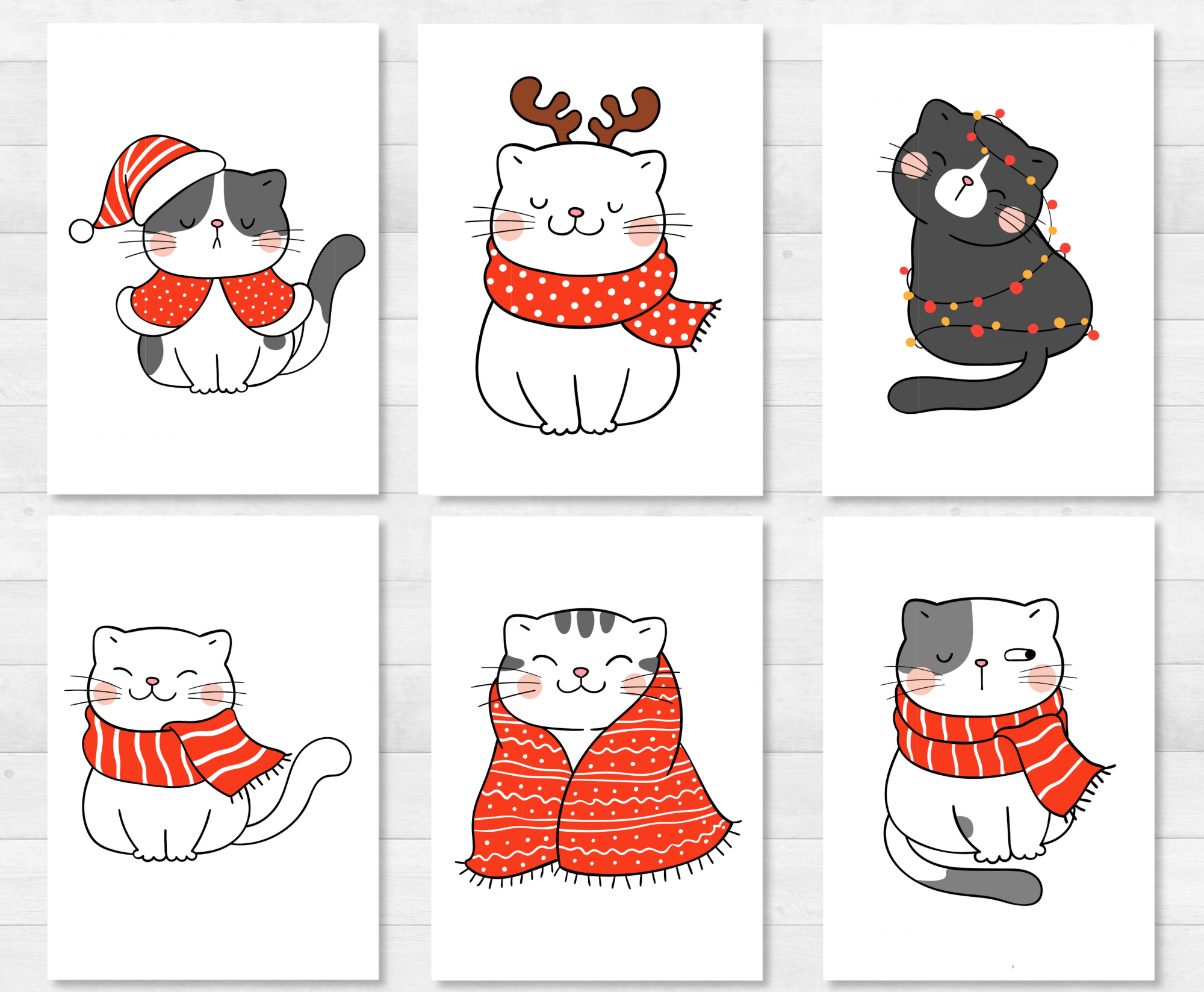 Postkarten Katzen Weihnachten - DIN A6