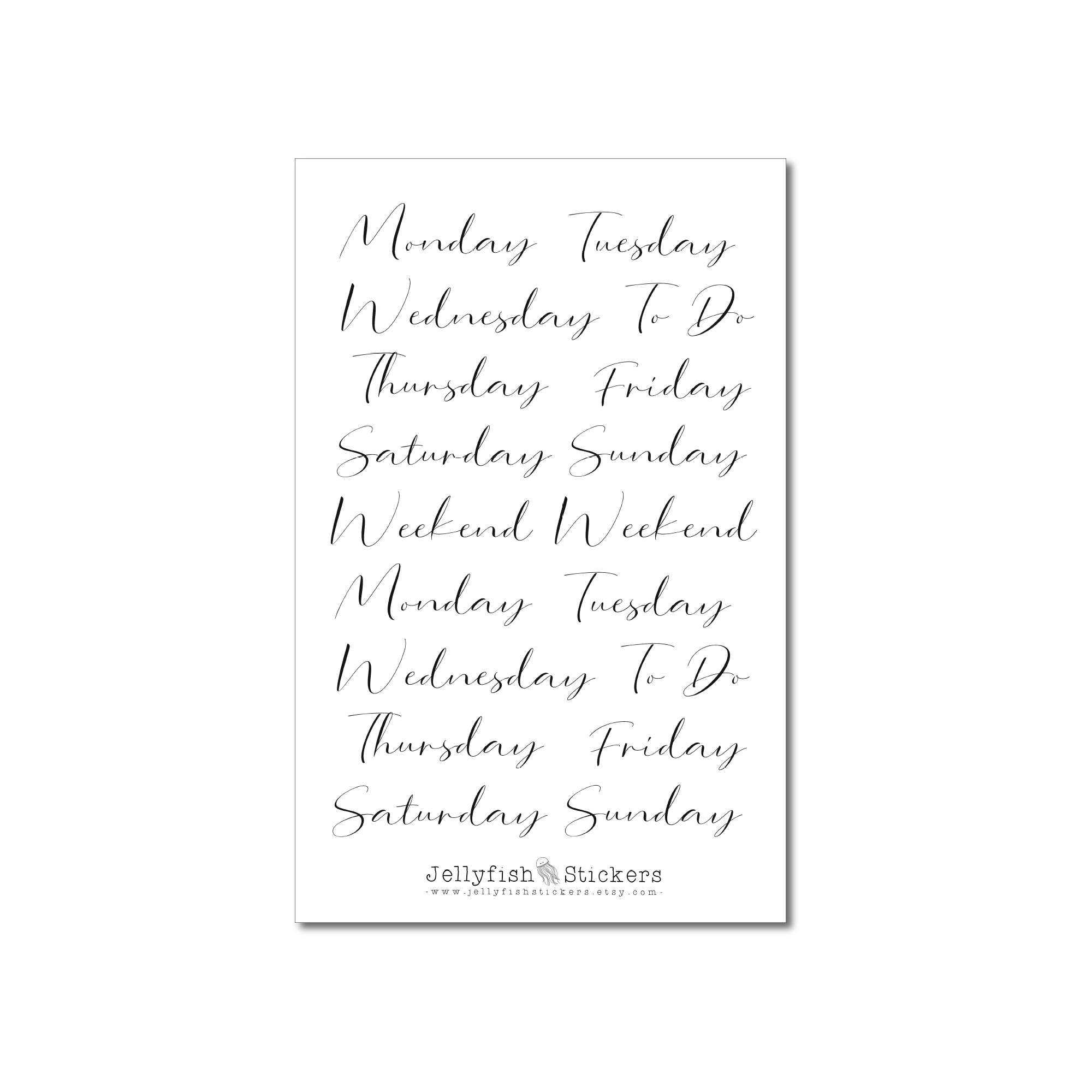 Skript Sticker Monate, Wochentage, Zahlen
