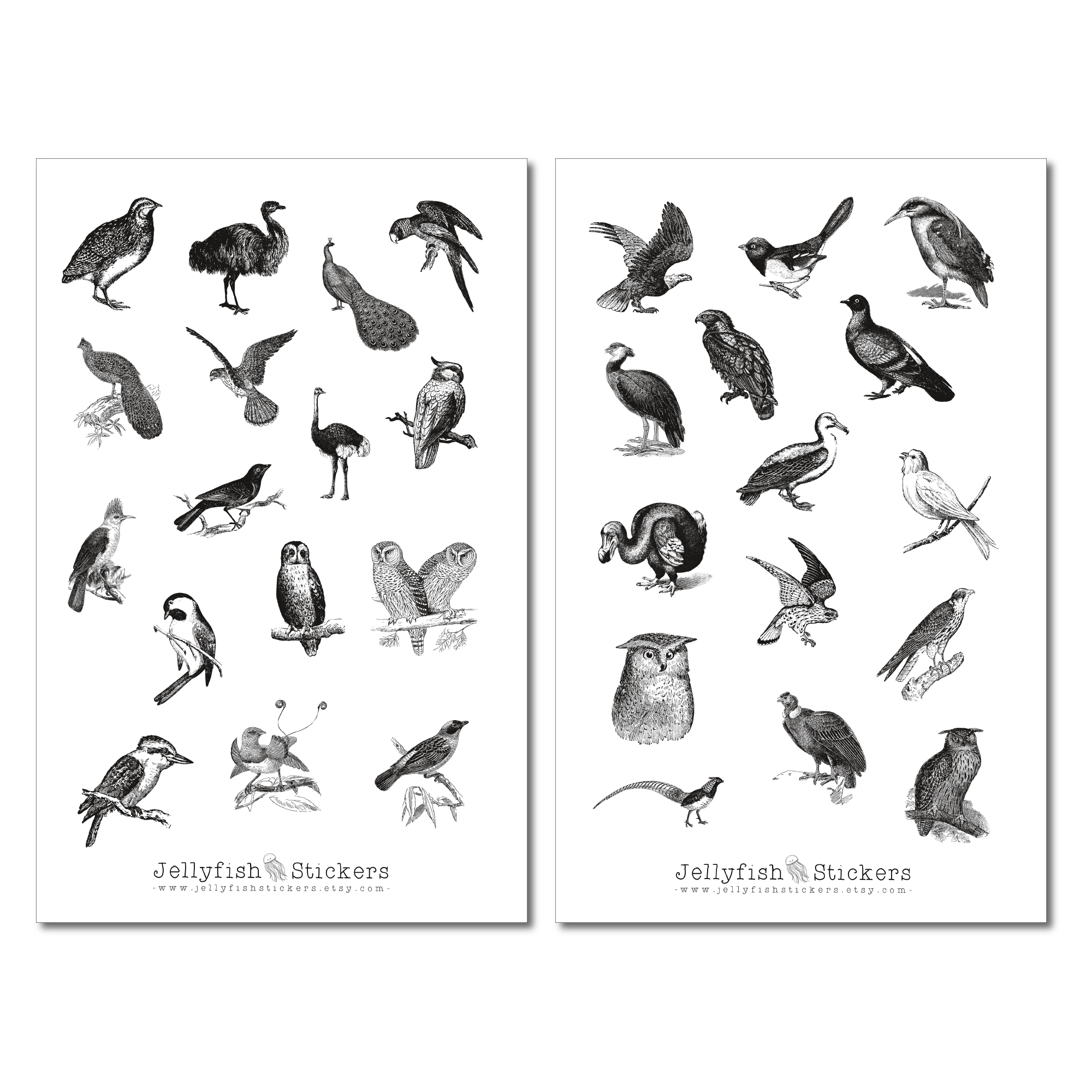 Vintage Birds Sticker Set