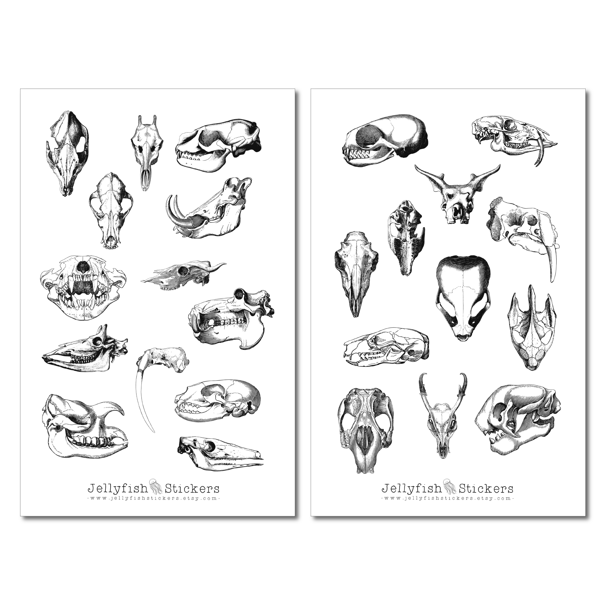 Vintage Tierknochen Sticker Set