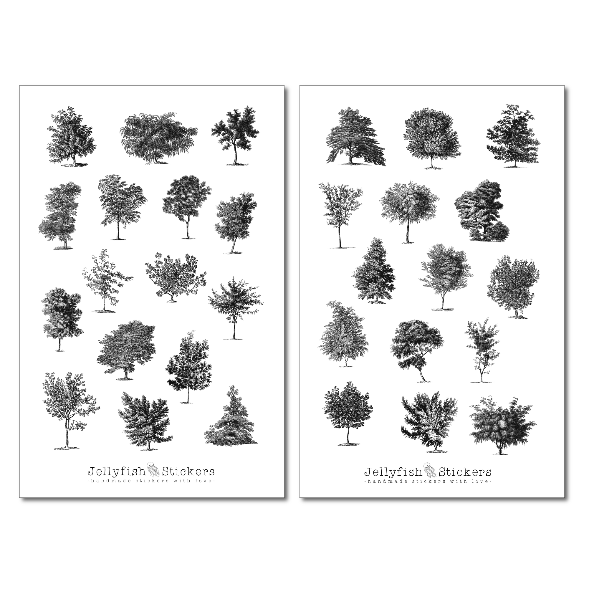 Vintage Trees Sticker Set