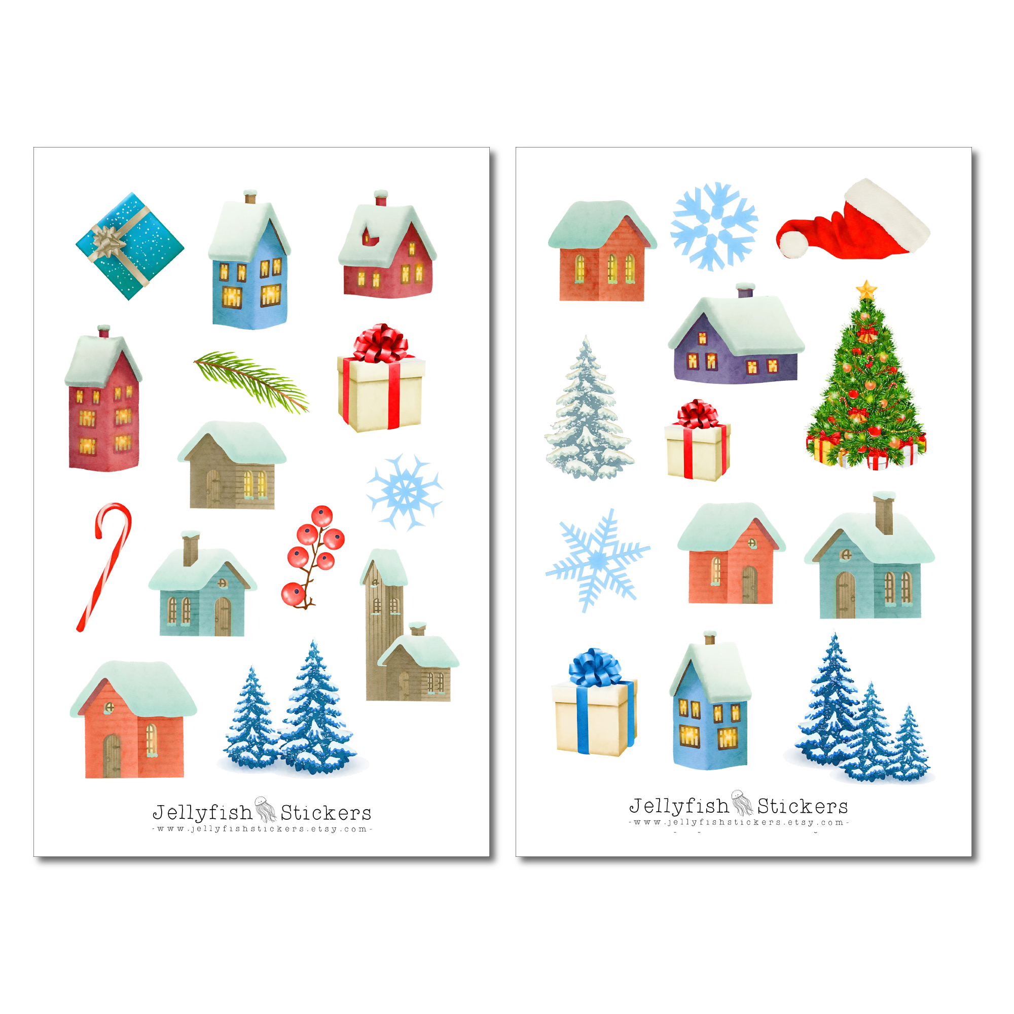 Weihnachten Häuser Sticker Set