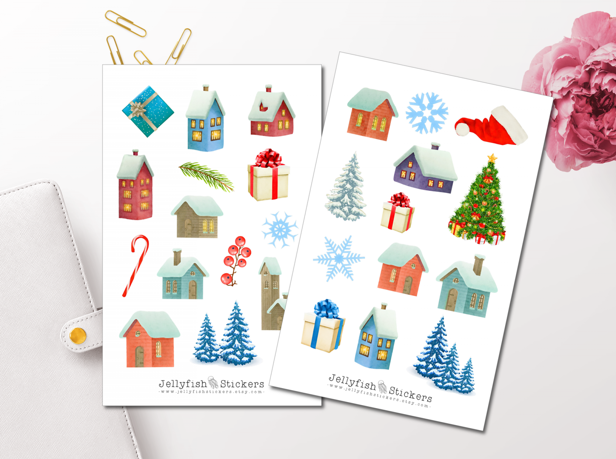Weihnachten Häuser Sticker Set
