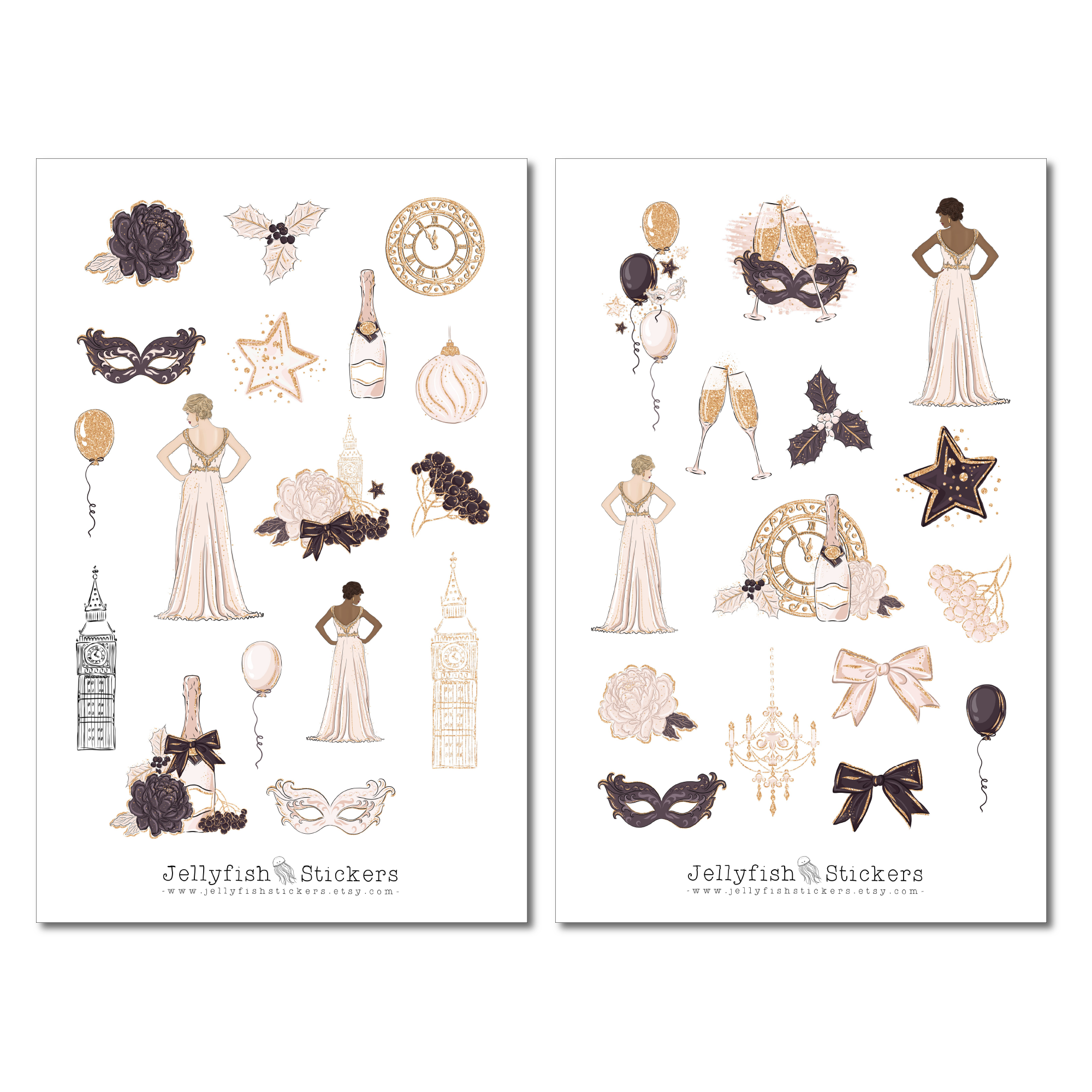 New Year's Eve Girls Sticker Set