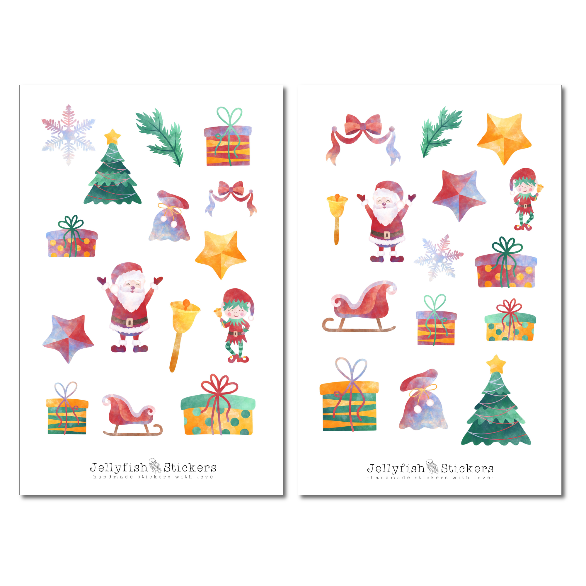 Christmas Watercolor Sticker Set