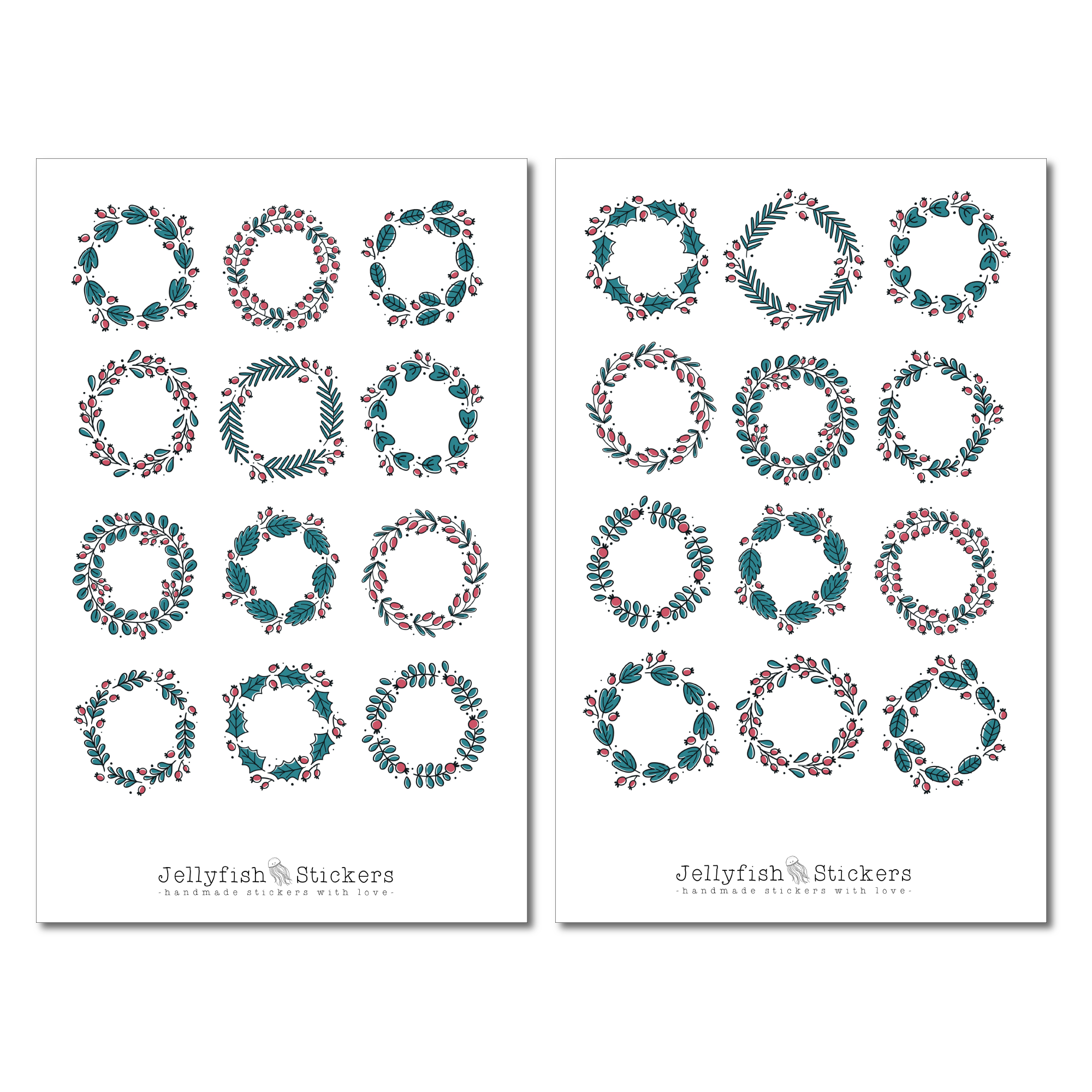 Weihnachtskranz Sticker Set