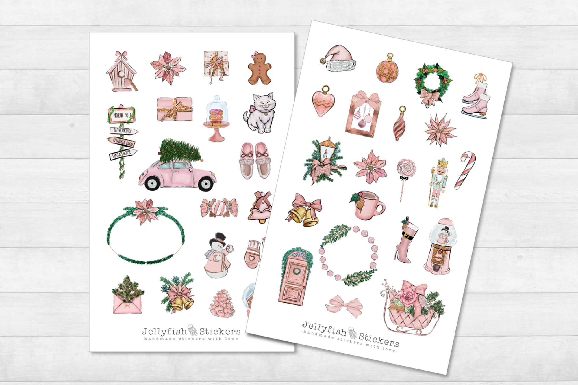 Christmas Pink Sticker Set