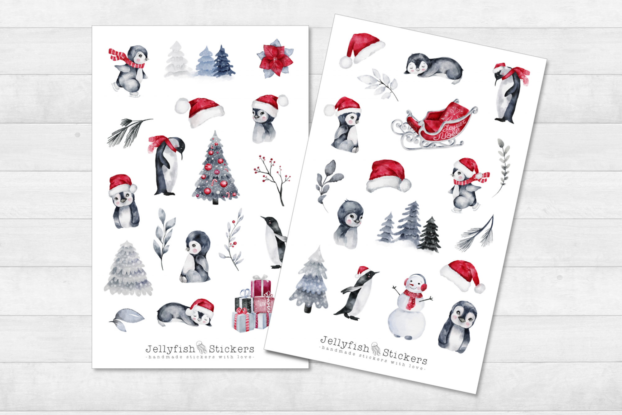 Weihnachten Pinguin Sticker Set