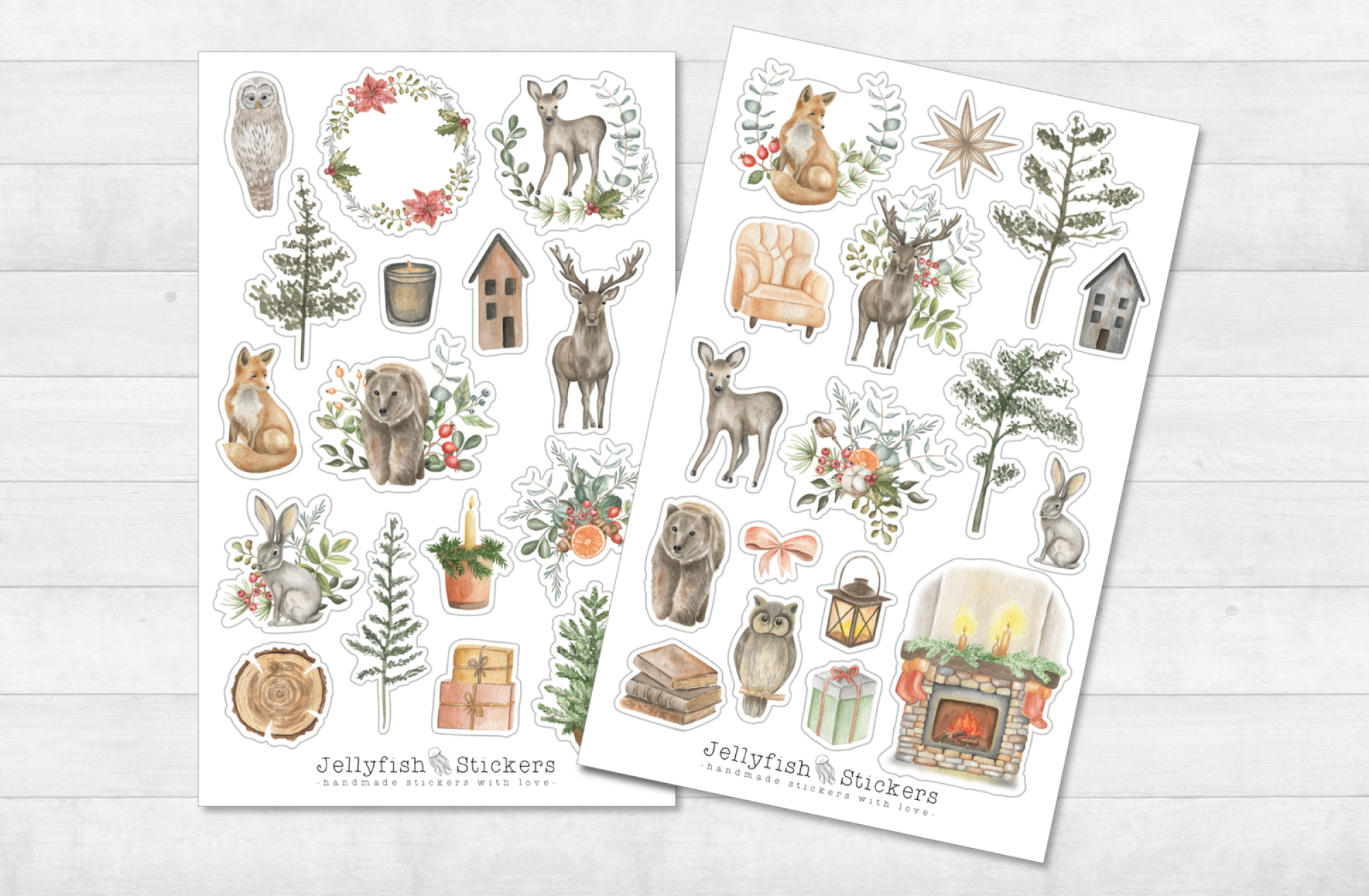Forest Animals Christmas Sticker Set