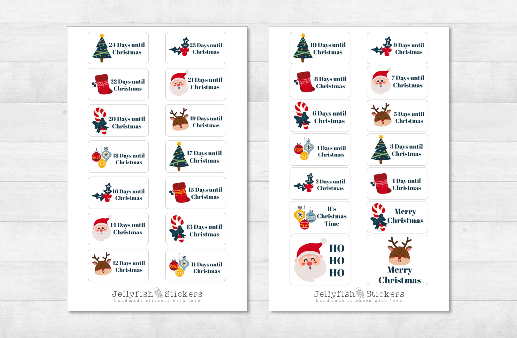 Countdown für Weihnachten Sticker Set