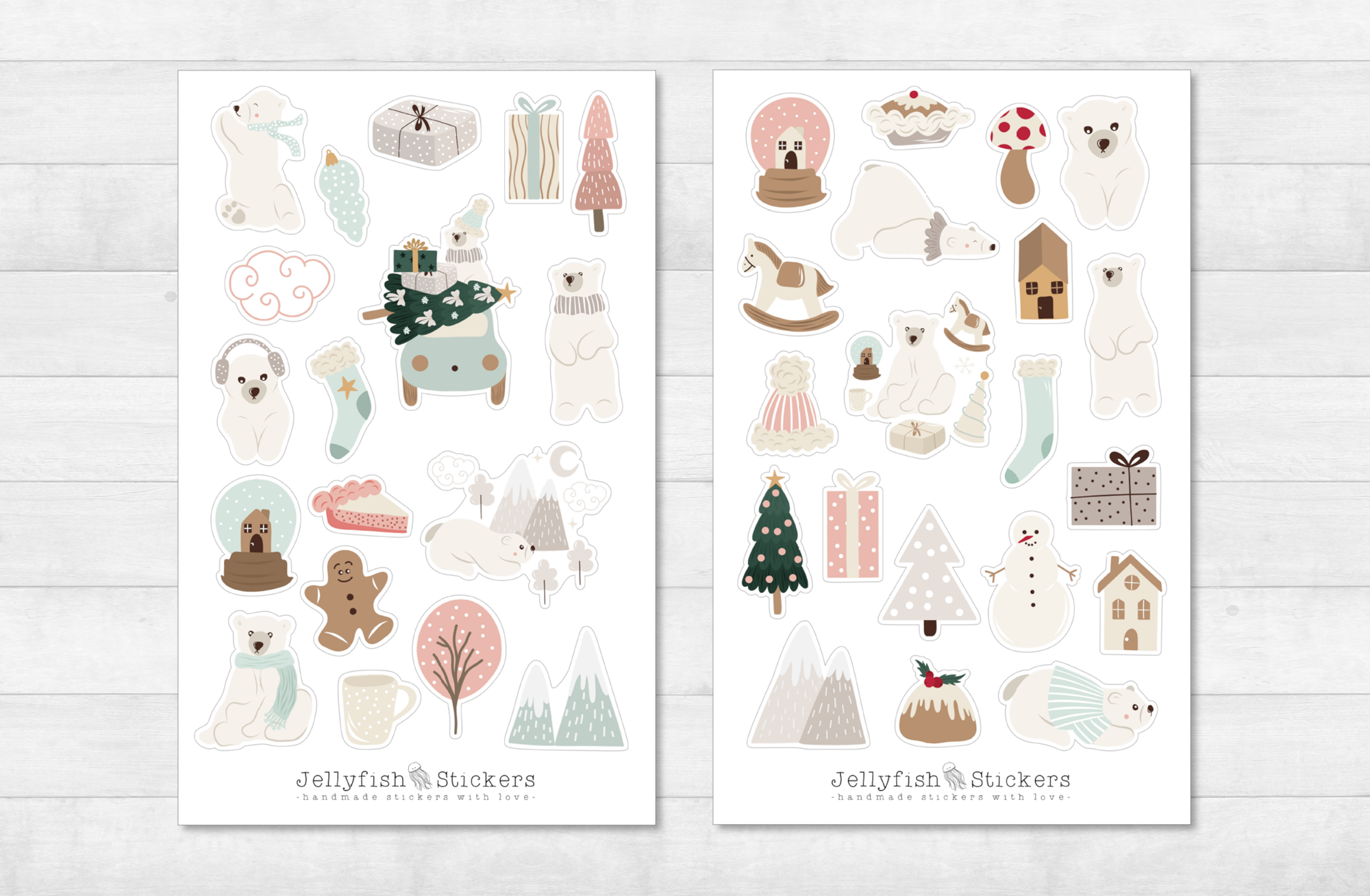 Christmas Polar Bear Sticker Set