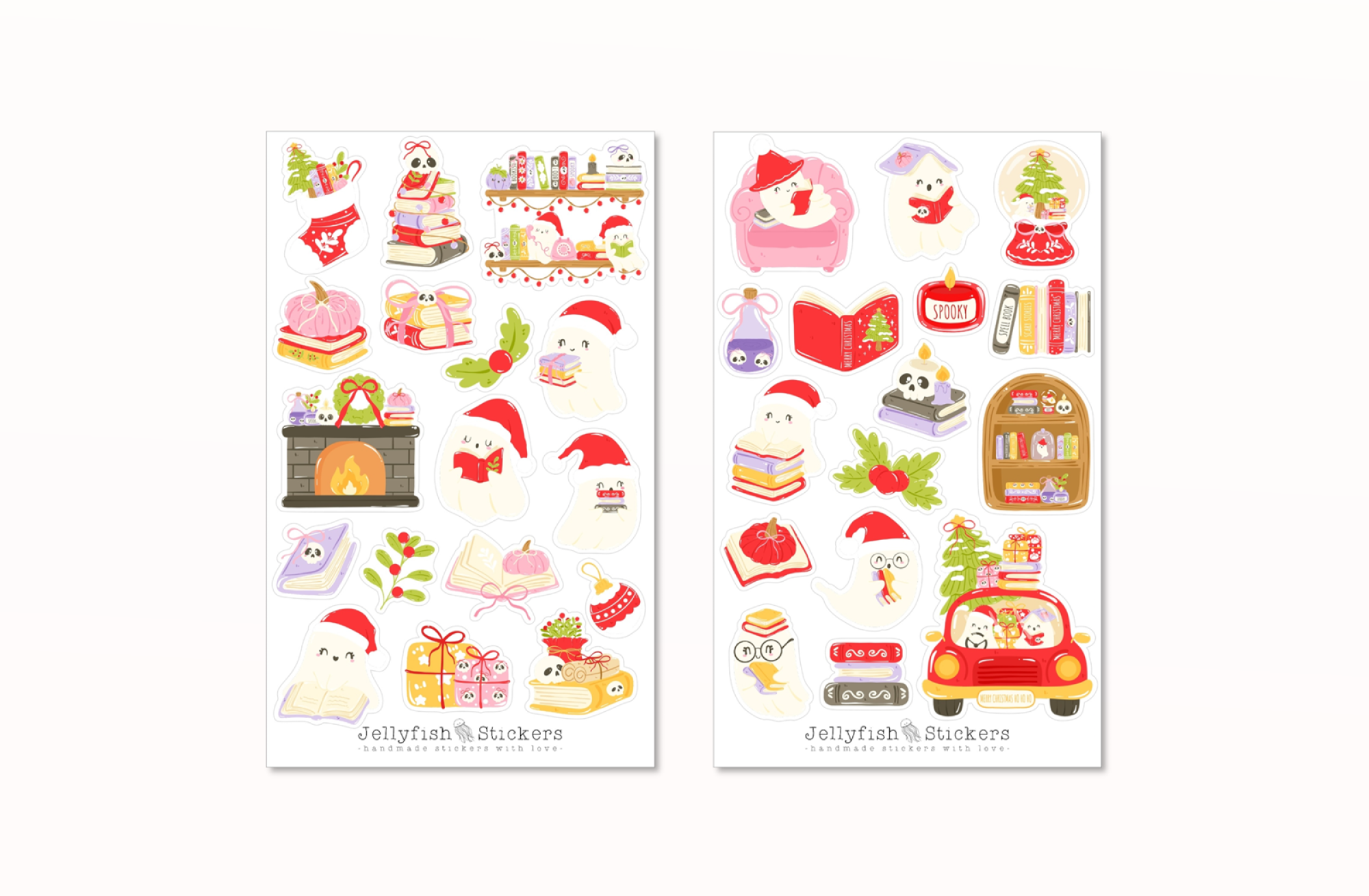 Weihnachten Bücher Gespenst Sticker Set