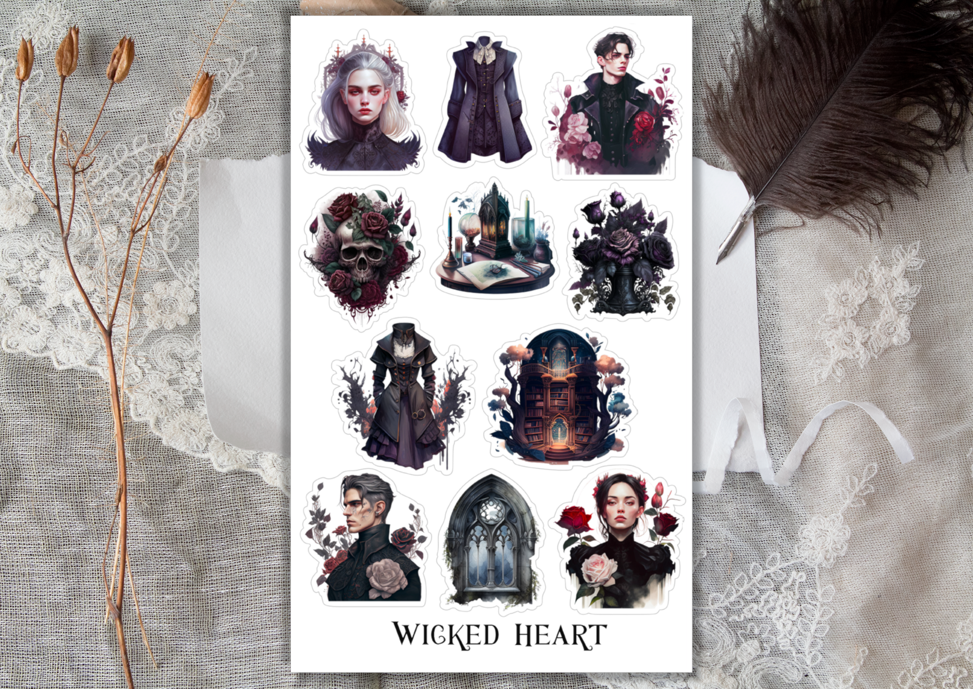 Dark Academia Stickerbogen