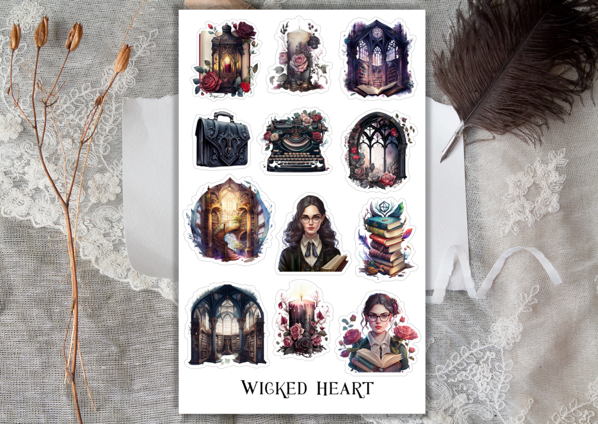 Dark Academia Stickerbogen