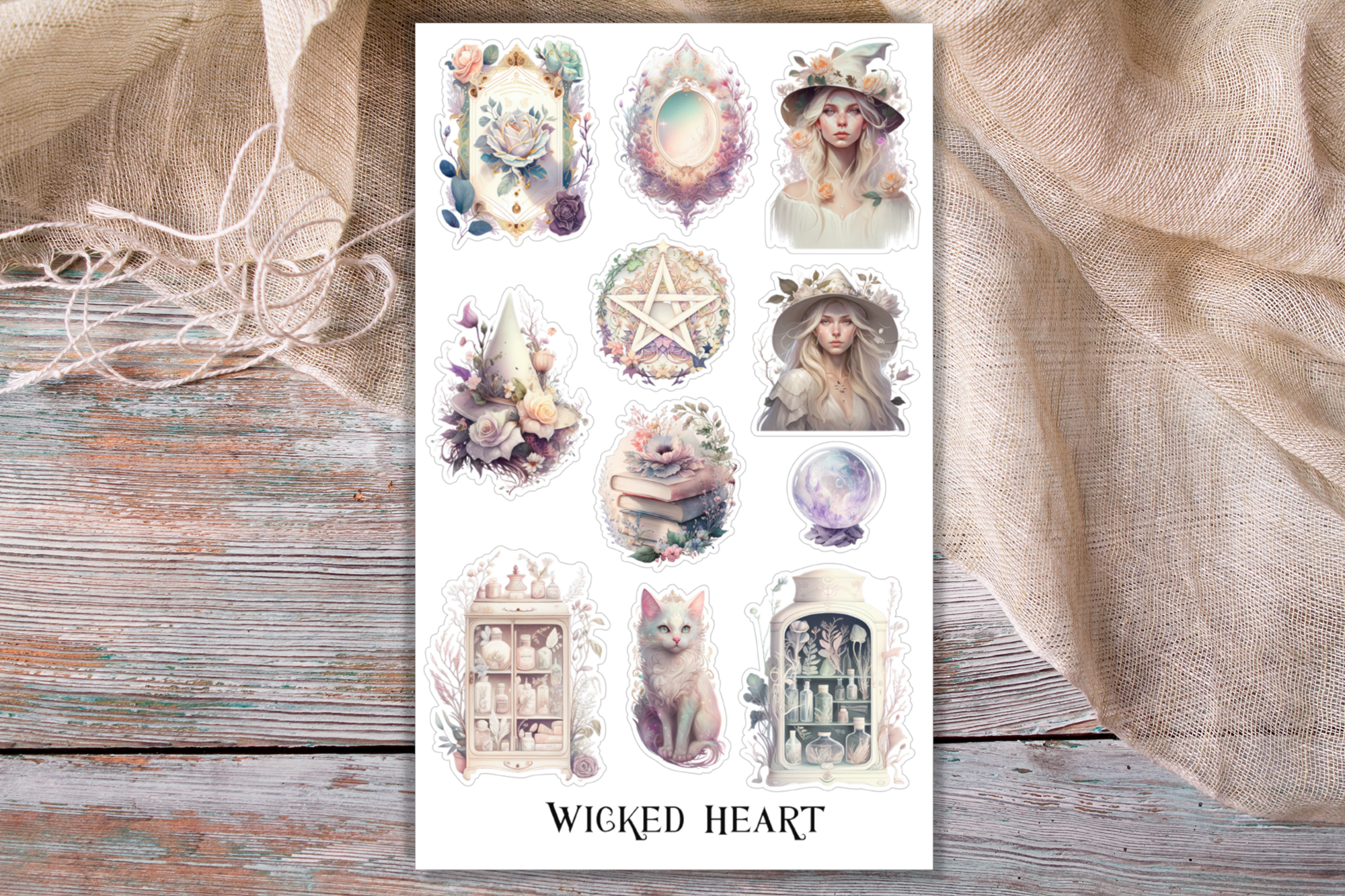 Weiße Hexe Stickerbogen