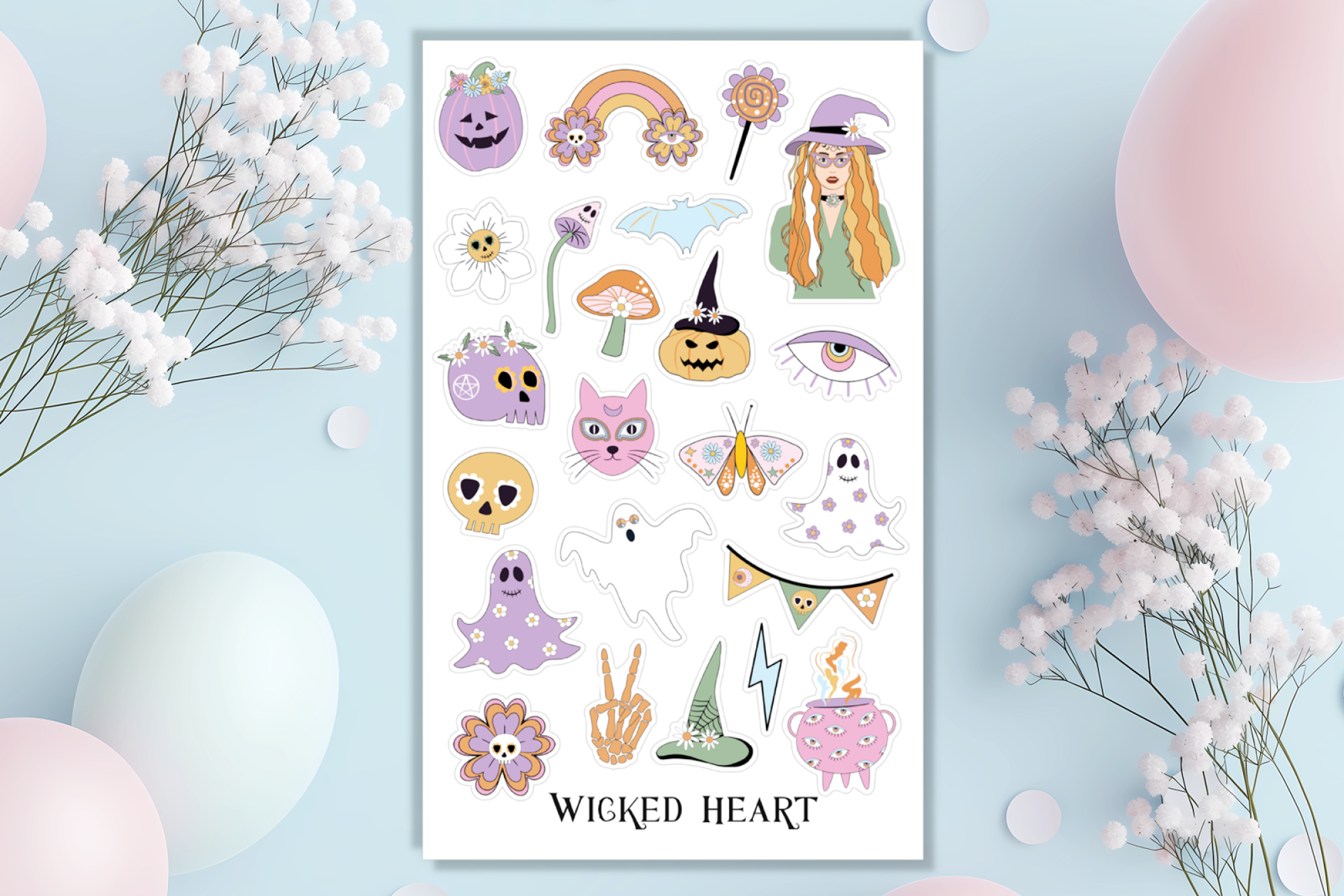 Hippie Hexe Stickerbogen
