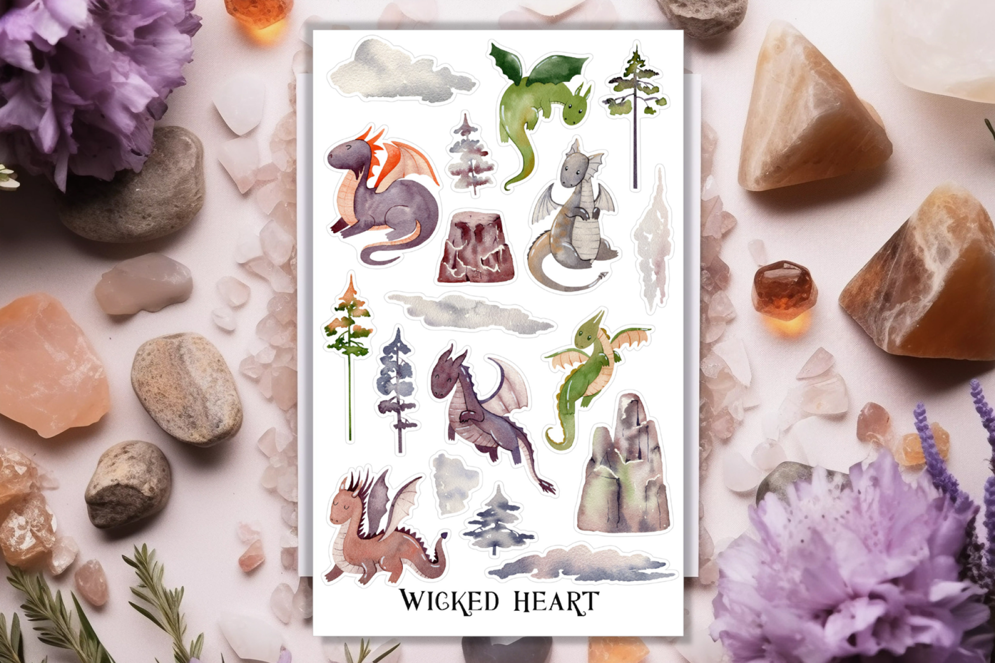 Drachen Stickerbogen