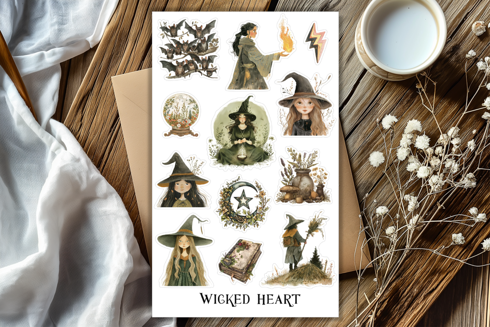 Hexe Stickerbogen