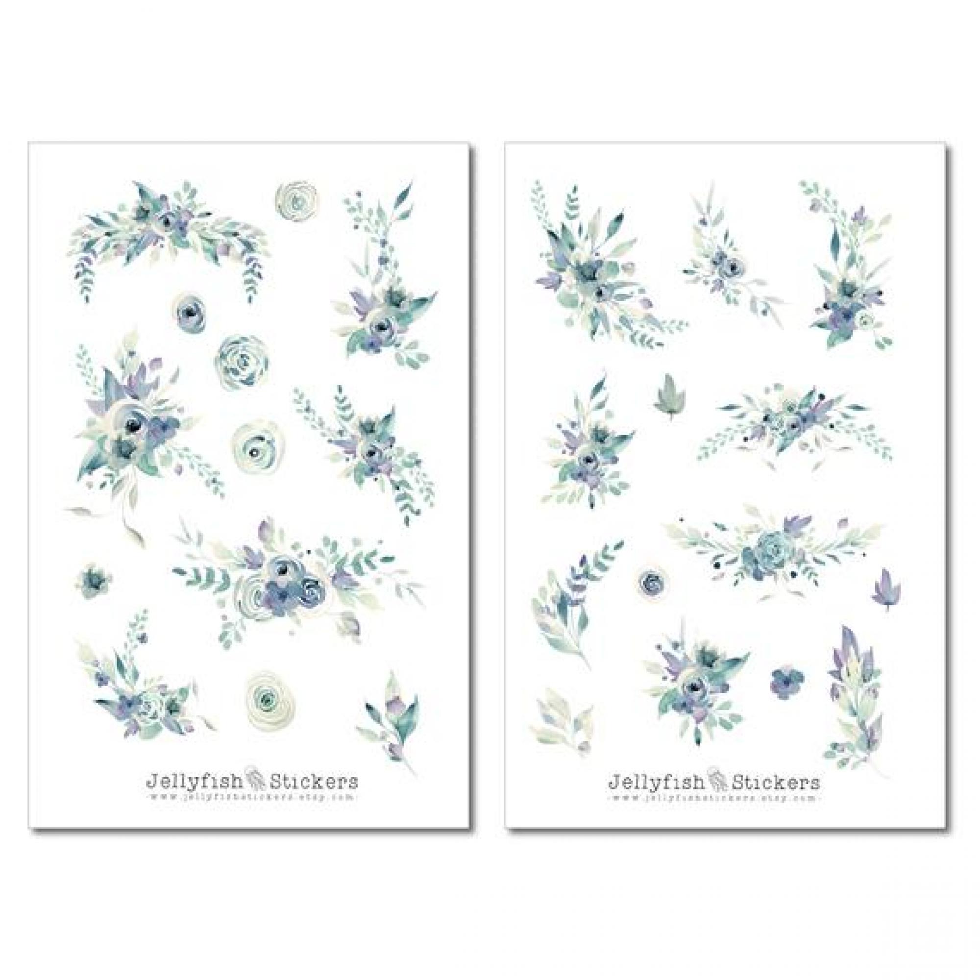 Blaue Blumen Sticker Set