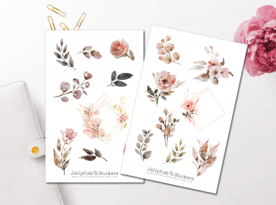 Goldene Rosen Sticker Set