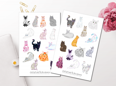 Bunte Katzen Sticker Set