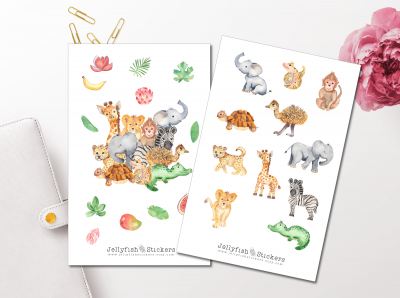 Tiere Afrika Sticker Set