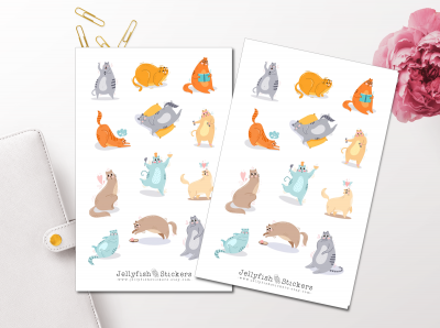 Cartoon Katzen Sticker Set