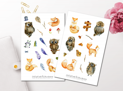 Foxes and Owls Sticker Set