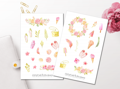 Rosa Pastell Sticker Set