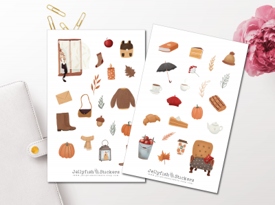 Autumn Cothing And Items Sticker Set