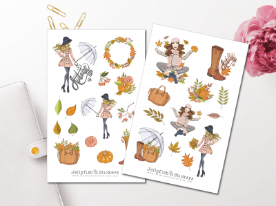 Mädchen Herbst Sticker Set