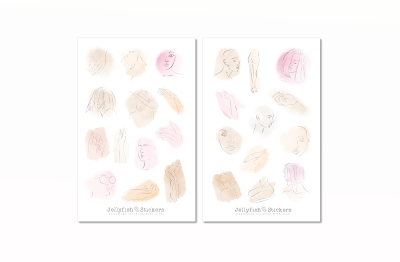 Frauen Gesichter Sticker Set