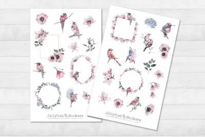 Pink Flowers Sticker Set