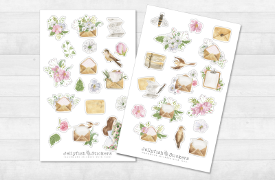 Flowers and Letters Sticker Set