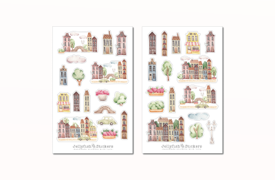 Häuser Sticker Set