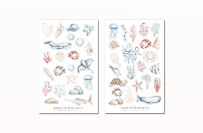 Meerestiere pastell Sticker Set