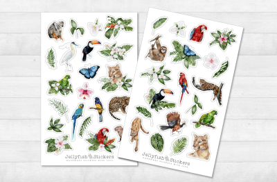 Tropical Animals Sticker Set