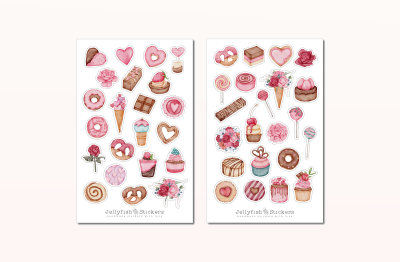 Süßigkeiten und Gebäck Sticker Set