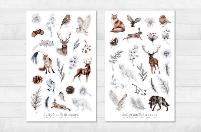 Winter Forest Animals Sticker Set