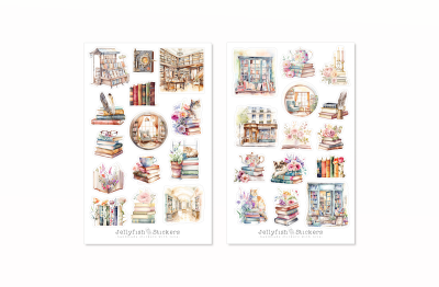 Bücher Floral Sticker Set