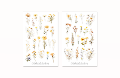 Wildblumen gelb Sticker Set