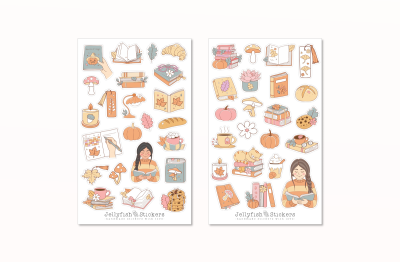Bücher Herbst Sticker Set