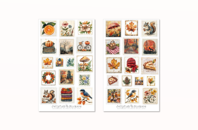 Herbst Briefmarken Sticker Set