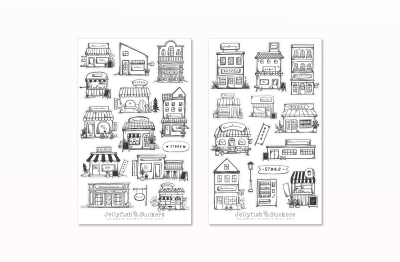Gebäude Sticker Set
