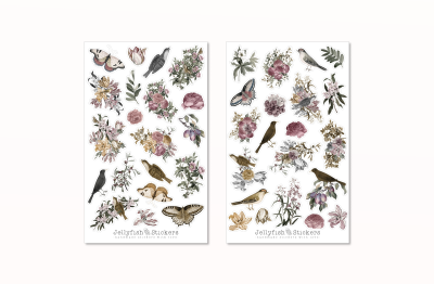 Vögel und Blumen Sticker Set