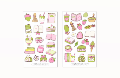 Erdbeer Matcha Sticker Set