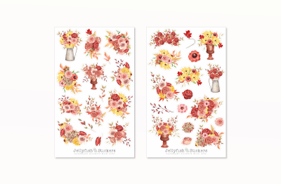 Herbst Blumen Sticker Set