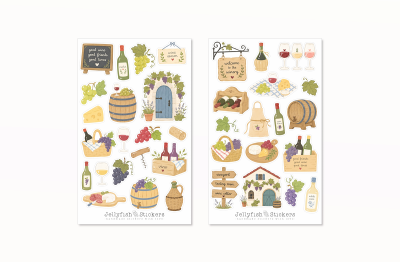 Wein Sticker Set